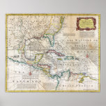 1720 Chart of the West Indies Poster