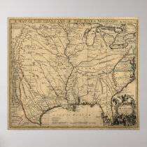 1721 Map Louisiana Territory & Mississippi River Posters