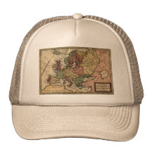 1721 Map of Europe Hats