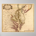 1721 Map of Virginia and Maryland Posters
