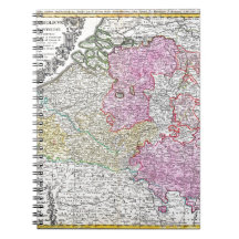 1730 Homann Heirs Map of Belgium and Luxembourg Note Books