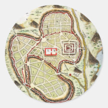 1730 Street Map or Plan of Jerusalem Geographicu Round Sticker