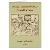 1755 Great Lakes and New France / Canada Map Greeting Cards