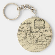 1755 Great Lakes and New France / Canada Map Key Chains