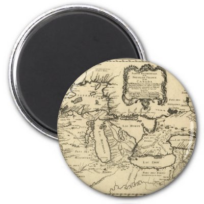 1755 Great Lakes and New France / Canada Map Refrigerator Magnet by 