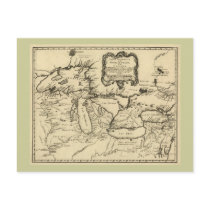 1755 Great Lakes and New France / Canada Map postcards