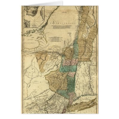 1776 map of New York, New Jersey and Quebec Greeting Cards by ZephyrusBooks
