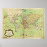 1778 Bellin Nautical Chart or Map of the World Posters