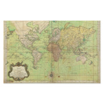 1778 Bellin Nautical Chart or Map of the World Stationery Design