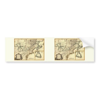 1778 Map of Canada and the United States Bumper Sticker by ZephyrusBooks