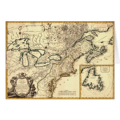 1778 Map of Canada and the United States Card by ZephyrusBooks