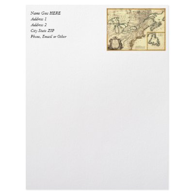 1778 Map of Canada and the United States Letterhead Design by ZephyrusBooks