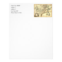 1778 Map of Canada and the United States Letterhead Design