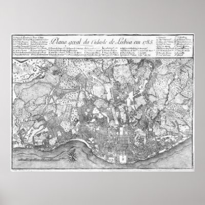 1785 Map of Lisbon Poster by synaesthetics