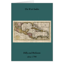 1790 Map of The West Indies by Dilly and Robinson Greeting Card