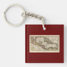 1790 Map of The West Indies by Dilly and Robinson Square Acrylic Key Chains