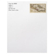 1790 Map of The West Indies by Dilly and Robinson Personalized Letterhead