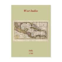 1790 Map of The West Indies by Dilly and Robinson postcards