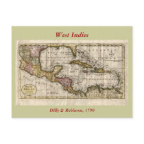 1790 Map of The West Indies by Dilly and Robinson postcards