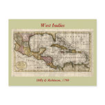 1790 Map of The West Indies by Dilly and Robinson Postcard