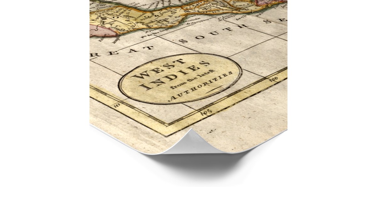 1790 Map Of The West Indies By Dilly And Robinson Poster Zazzle 3748