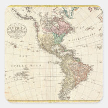 1796 Mannert Map of North and South America Square Stickers