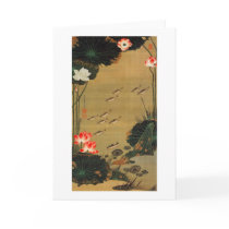 17. 蓮池遊魚図, 若冲 Pond with The Lotus, Jakuchū Card