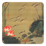 17. 蓮池遊魚図, 若冲 Pond with The Lotus, Jakuchū Sticker
