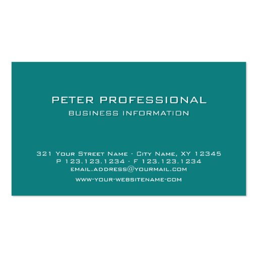 17 Modern Professional Business Card turquoise (front side)