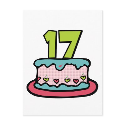 17 Year Old Birthday Cake Postcard by Birthday_Bash