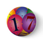 17 Years!  Birthday Balloons Button
