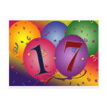17 Years!  Birthday Balloons Postcards