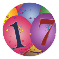 17 Years!  Birthday Balloons Stickers