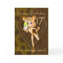 17th Birthday card, Cutie Pie Animal Collection