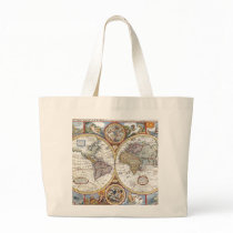 17th Century Dual Hemisphere World Map Tote Bags