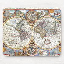 17th Century Dual Hemisphere World Map Mousepad