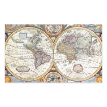 17th Century Dual Hemisphere World Map Stickers