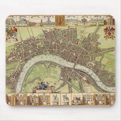 17th century map of London ( W.Hollar ) Mousepad by cooldudeproducts
