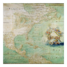 17th Century Map the Americas By Claude Bernou Personalized Invitations
