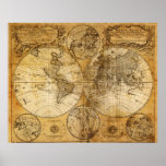 17th century Old World Map poster print