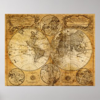 17th century Old World Map poster print