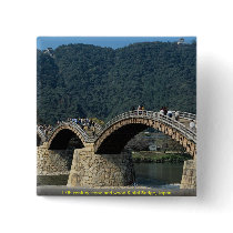 17th century stone and wood Kintai Bridge, Japan Button