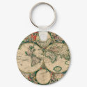 17th Century World Map keychains