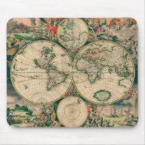 17th Century World Map Mouse Mat