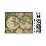17th Century World Map Postage Stamp