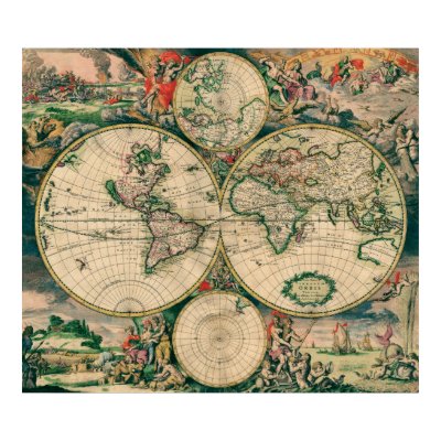 17th Century World Map - Poster by bontongallery