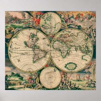 17th Century World Map - Poster by bontongallery