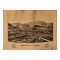 1800'S Miller's Falls, MA Birds Eye Panoramic Map posters by PaperTimeMachine 1800'S Miller's Falls, MA Birds Eye Panoramic Map posters