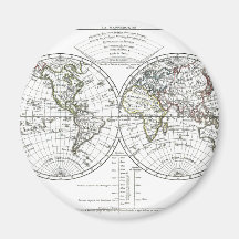 1806 Atlas Map: La Mappemonde by Eustache Hérisson Refrigerator Magnets