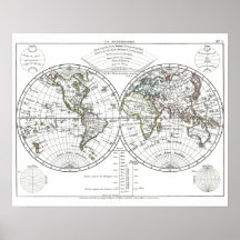 1806 Atlas Map: La Mappemonde by Eustache Hérisson Print